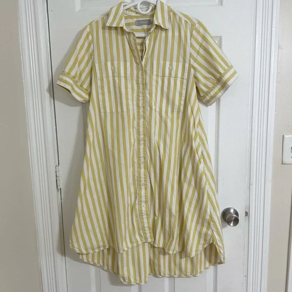 Everlane Yellow & White Stripe Cotton Shirt Dress – Size S - Picture 2 of 8